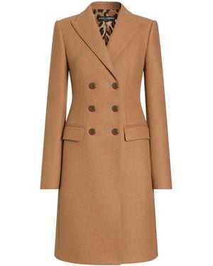 Dolce & Gabbana Dolce Double-Breasted Wool Coat - Brown