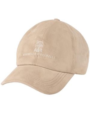 Brunello Cucinelli Embroidered Suede Baseball Cap - Natural