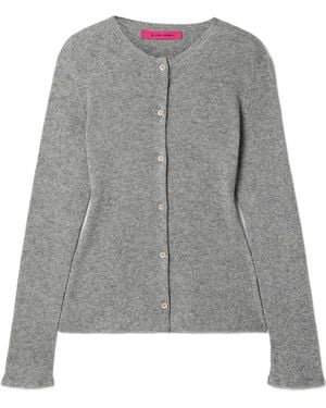 The Elder Statesman Delicash Ribbed Cashmere And Silk Blend Cardigan - Gray