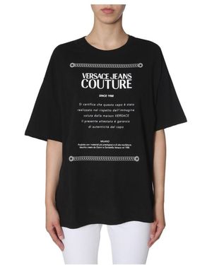 Versace Jeans Couture T-Shirt With Round Neck And Short Sleeves - Black