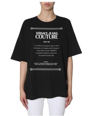 Versace Jeans Couture T-Shirt With Round Neck And Short Sleeves - Black