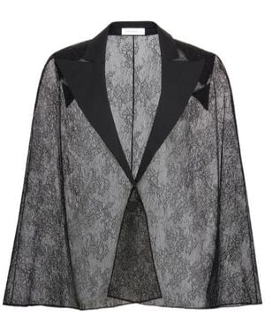 Nina Ricci Lace Blazer-Inspired Cape - Black