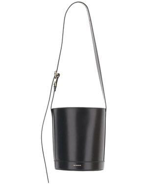 Jil Sander Cannolo Logo-Lettering Bucket Bag - White