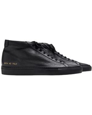 Common Projects Logo High-Top Casual Shoes - Black