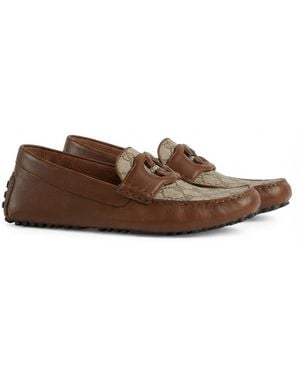Gucci Interlocking G Driving Shoes - Brown