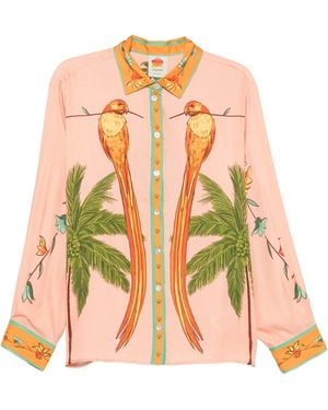 FARM Rio Birds-Print Long-Sleeve Shirt - Yellow