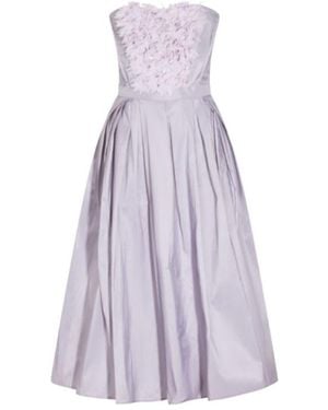 Elisabetta Franchi Ottoman 3D Floral Embroideried Dress - Purple