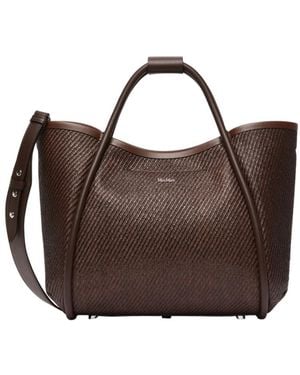 Max Mara Logo Plaque Top Handle Bag - Brown