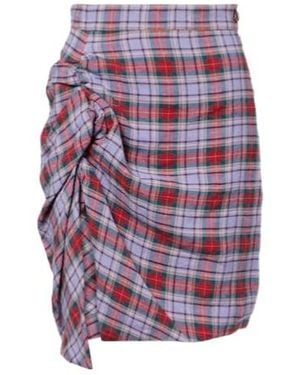 Vivienne Westwood Panther Gathered Linen Midi Skirt - Purple