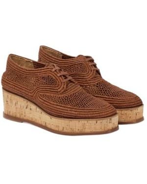 Gabriela Hearst X Clergerie Harold Woven Raffia Platform Derby Shoes - Brown