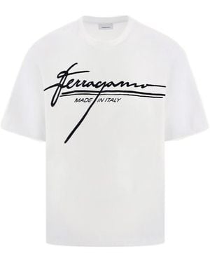 Ferragamo Ferragamo Flocked Logo Crewneck T-Shirt - White