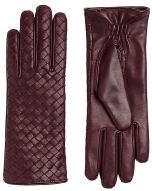 Bottega Veneta Intrecciato Leather Gloves - Purple
