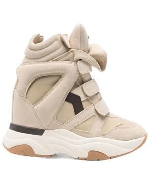 Isabel Marant Balskee Mixed Leather High-Top Trainers - Natural