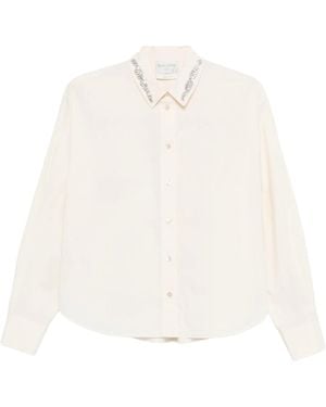 forte_forte Beurre Embroidered Collar Boxy Shirt - White