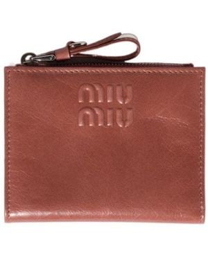 Miu Miu Logo-Embossed Leather Wallet - Red