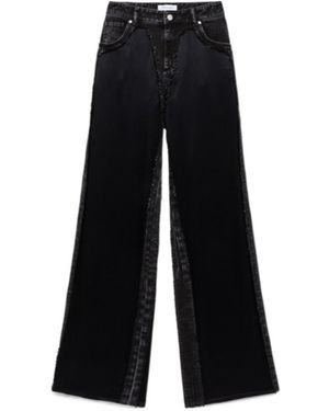 Blumarine High-Waist Satin-Finish Pants - Black