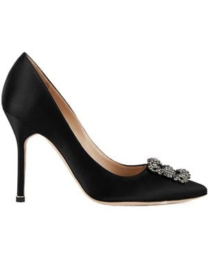 Manolo Blahnik Hangisi 105 Silk-Satin Court Shoes - Black