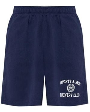 Sporty & Rich Elastic-Waist Shorts - Blue