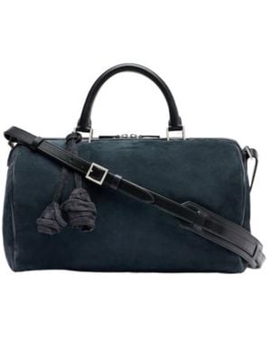 Magda Butrym Varsovia Floral-Appliqué Suede Duffel Bag - Blue
