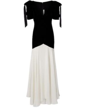 Rodarte Bow-Detail Silk Crepe And Velvet Gown - Black