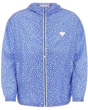 Prada Printed Hooded Windbreaker - Blue