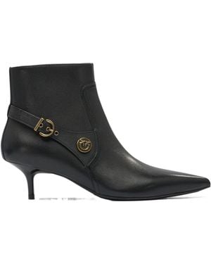 Pinko Buckle-Detail Pointed-Toe Boots - Black