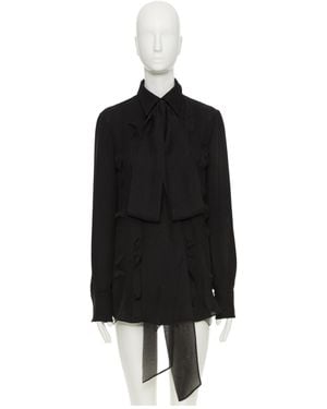 Valentino Pussy-Bow Long-Sleeved Shirt - Black