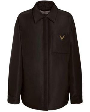 Valentino Padded Silk Faille Overshirt - Black