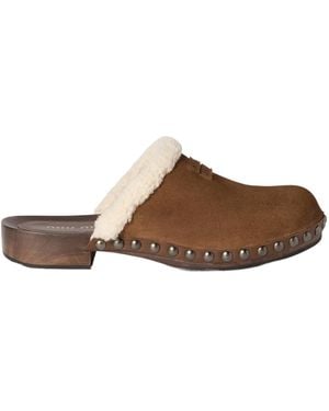 Miu Miu Suede Clogs - Brown