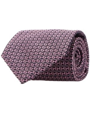Brioni Embroidered Tie - Purple