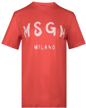 MSGM Logo Printed T-Shirt - Red