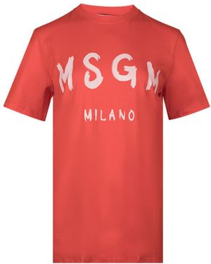 MSGM Logo Printed T-Shirt - Red