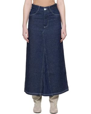 Baserange Belt Loop Midi Skirt - Blue