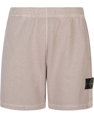 Stone Island Logo Patch Old Effect Shorts - Grey