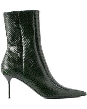 Paris Texas Lidia 70 Snake-Effect Leather Ankle Boots - Green