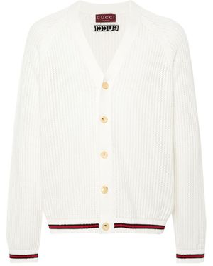 Gucci Sylvie Web-Stripe Cardigan - White