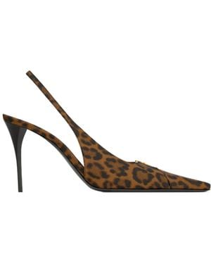 Saint Laurent Babylone Breteuil Slingback Court Shoes - Brown