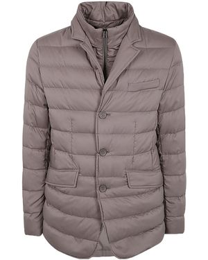 Herno Layered-Effect Quilted Down Jacket - Brown