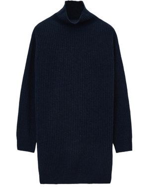 Lemaire High-Neck Chunky Knitted Midi Dress - Blue