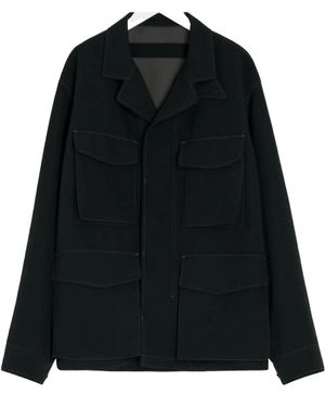 Lemaire Long-Sleeved Buttoned-Cuff Pocket Overshirt - Black