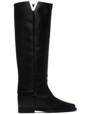 Via Roma 15 High Logo Detail Boots - Black