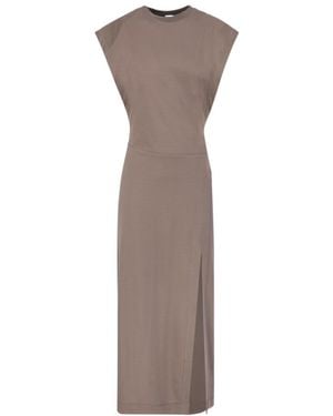 JW Anderson Asymmetric-Sleeves Slit Dress - Brown
