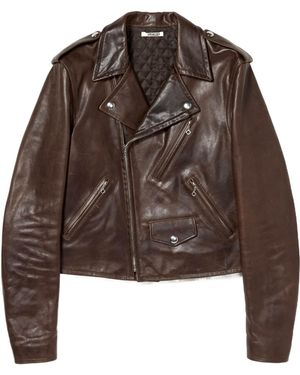 AURALEE Zip-Detail Biker Jacket - Brown