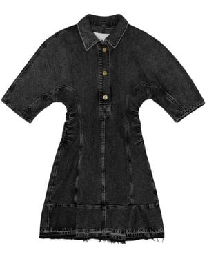 ganni tint denim strap dress GANNI Blue Denim Mini Dress