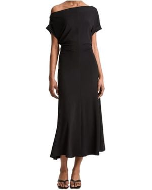 Vince Draped-Design Midi Dress - Black