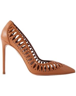 Aquazzura Gisele 105 Cut-Out Leather Court Shoes - Brown