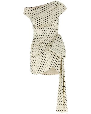 Self-Portrait 'Polka Dot Satin Tie Side Mini' Dress - White