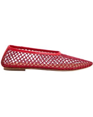 STAUD Solid Color Woven Ballet Flats - Red