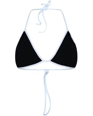 CASABLANCA Contrasttrim Triangle Halter Bikini Top - Black