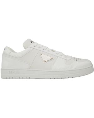 Prada Downtown Leather Low Top Trainers - White